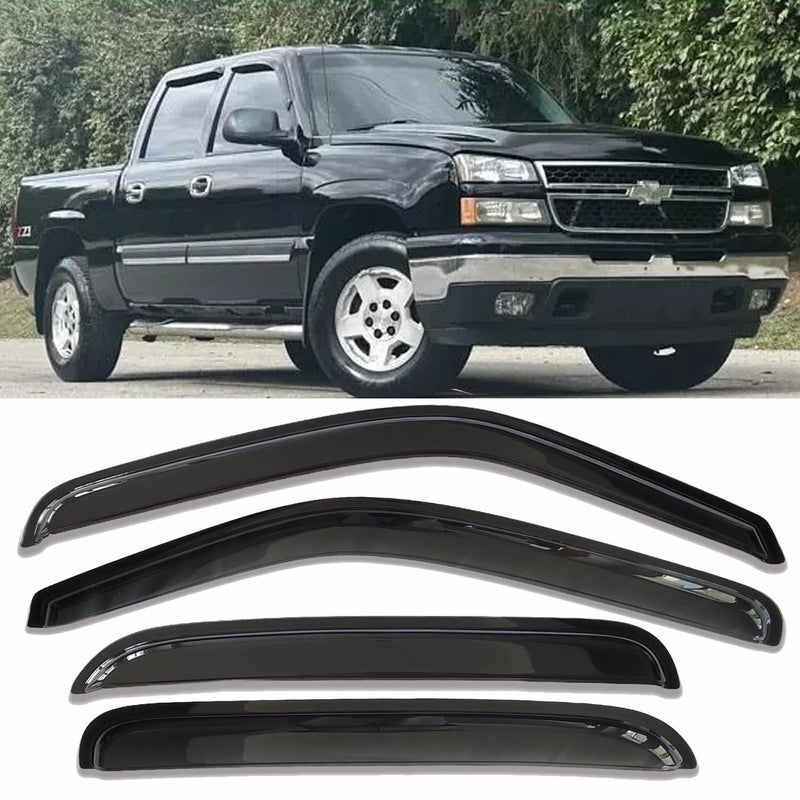 Darodcar Side Window Visor Rain Guards Wind Deflectors Window Vent for Chevy Suburban Avalanche Silverado 1500 2500/GMC Yukon XL Sierra 1500 2500/Cadillac Escalade ESV Ext Crew Cab Pickup/SUV 4PCS - Image 1
